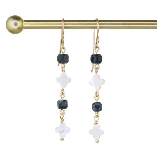 Mother of Pearl and Tourmaline Earrings - Navy