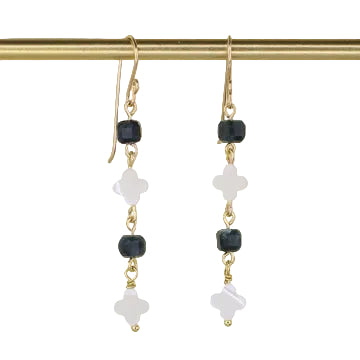 Mother of Pearl and Tourmaline Earrings - Navy