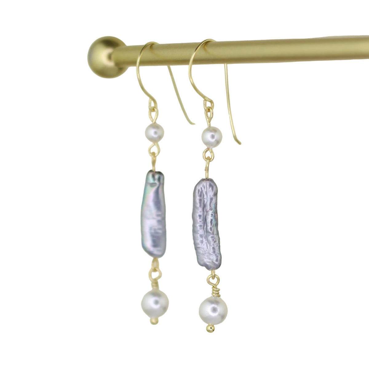 Gray and White Pearl Earrings