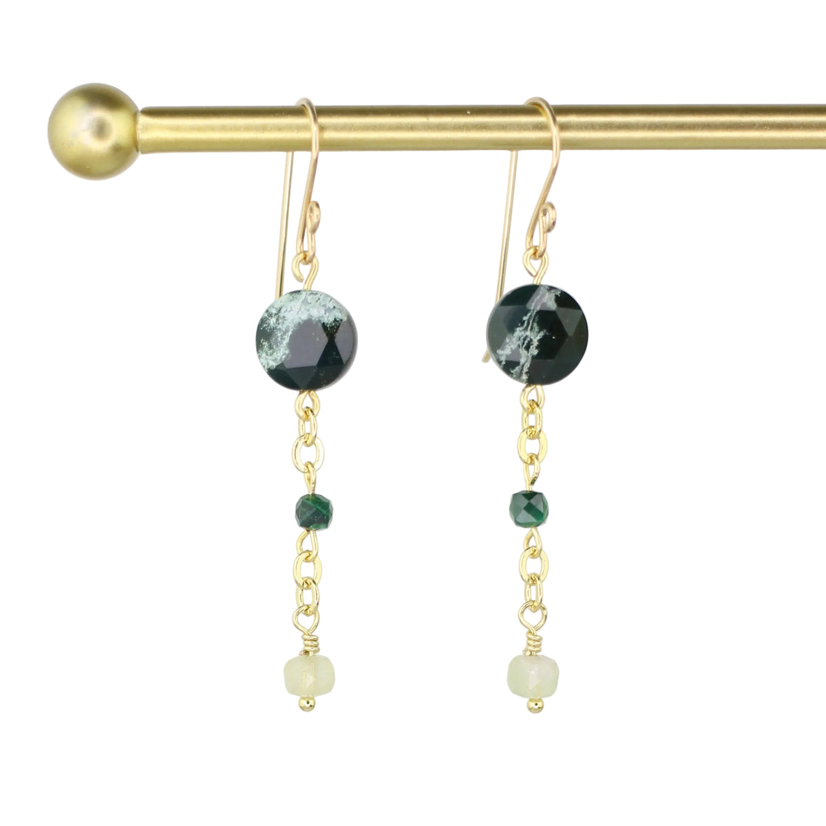 Ocean Jasper, Malachite, and Morganite Earrings