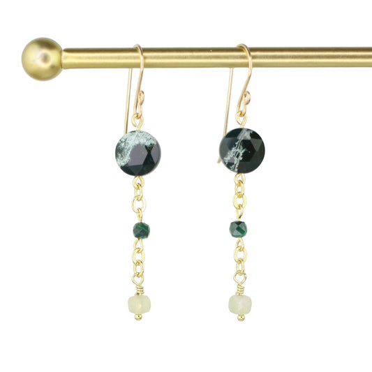 Ocean Jasper, Malachite, and Morganite Earrings