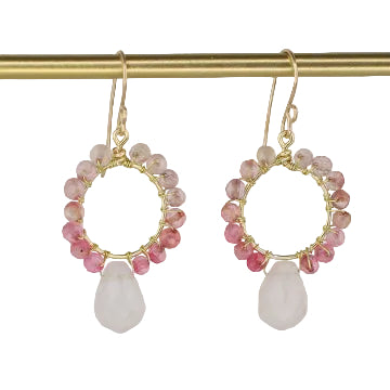 Pink Agate and Rose Quartz Earrings