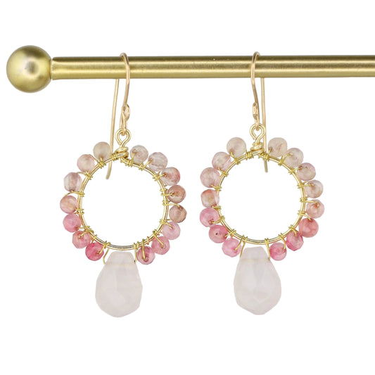 Pink Agate and Rose Quartz Earrings