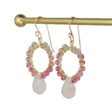Pink Agate and Rose Quartz Earrings