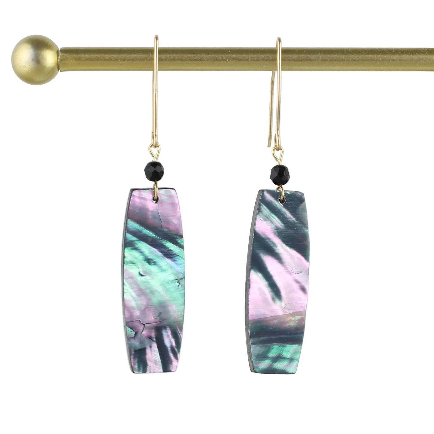 Abalone and Onyx Earrings - Rectangular