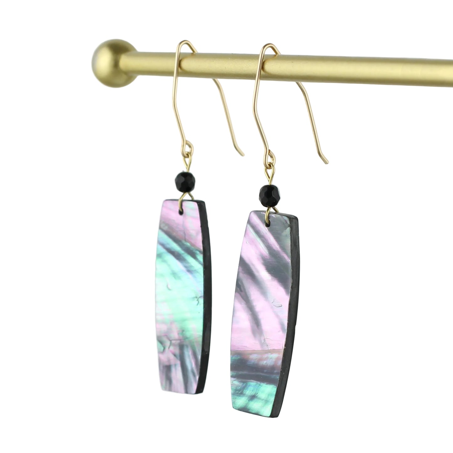 Abalone and Onyx Earrings - Rectangular