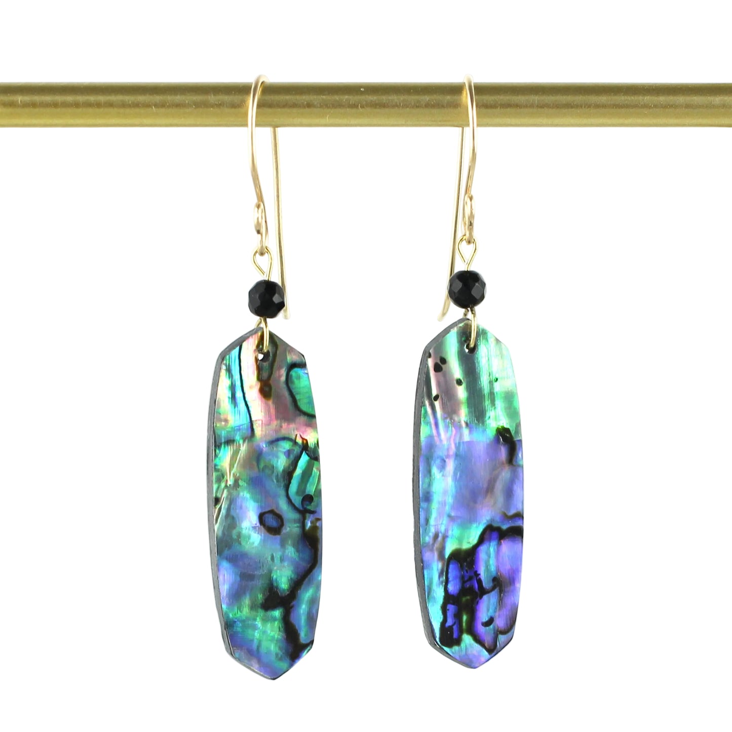 Abalone and Onyx Earrings - Oval