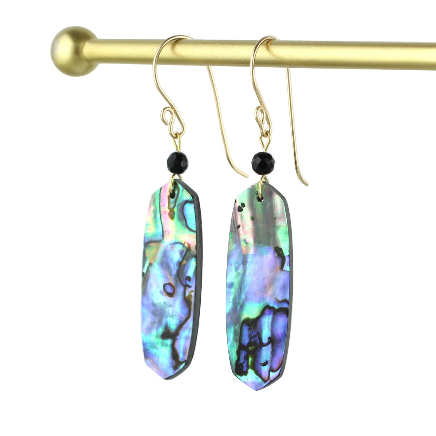 Abalone and Onyx Earrings - Oval
