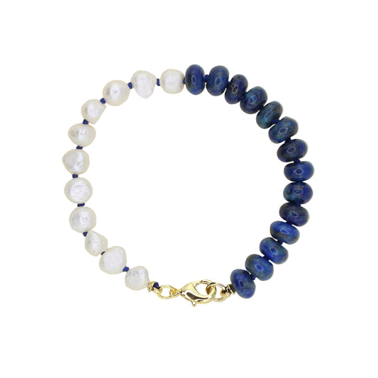 Lapis Lazuli and Freshwater Pearl Bracelet