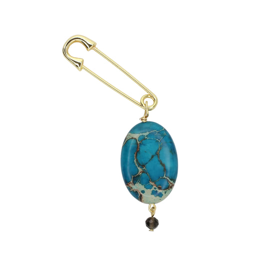 Blue Impression Jasper and Onyx Pin