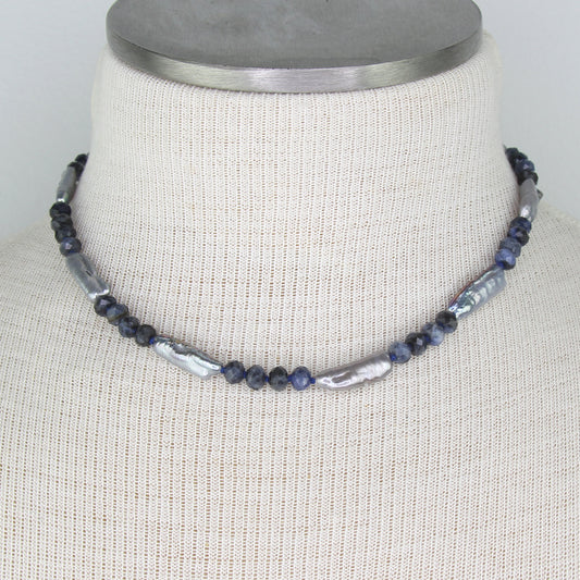 Sodalite and Freshwater Pearl Necklace
