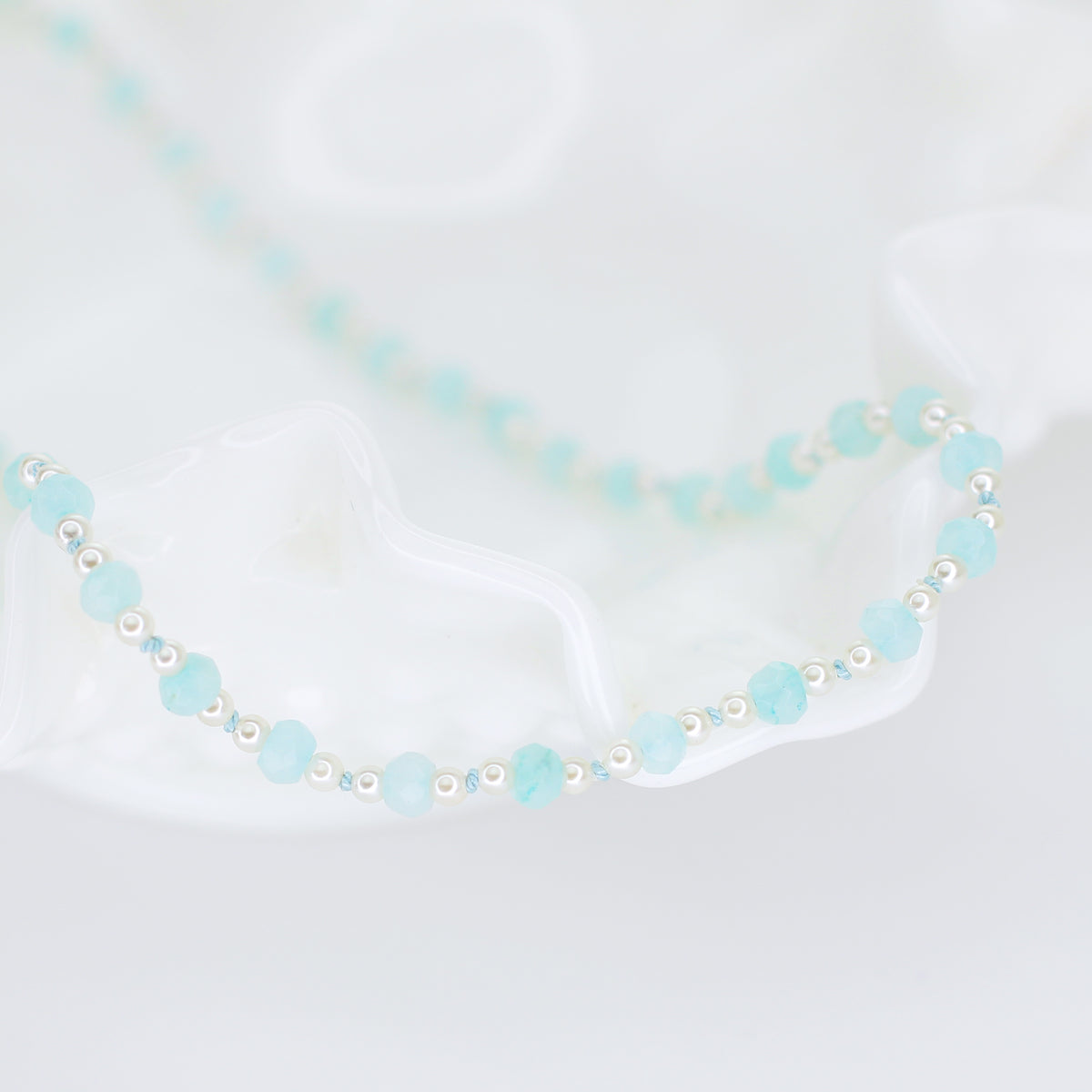 Blue Jade and South Sea Shell Pearl Necklace