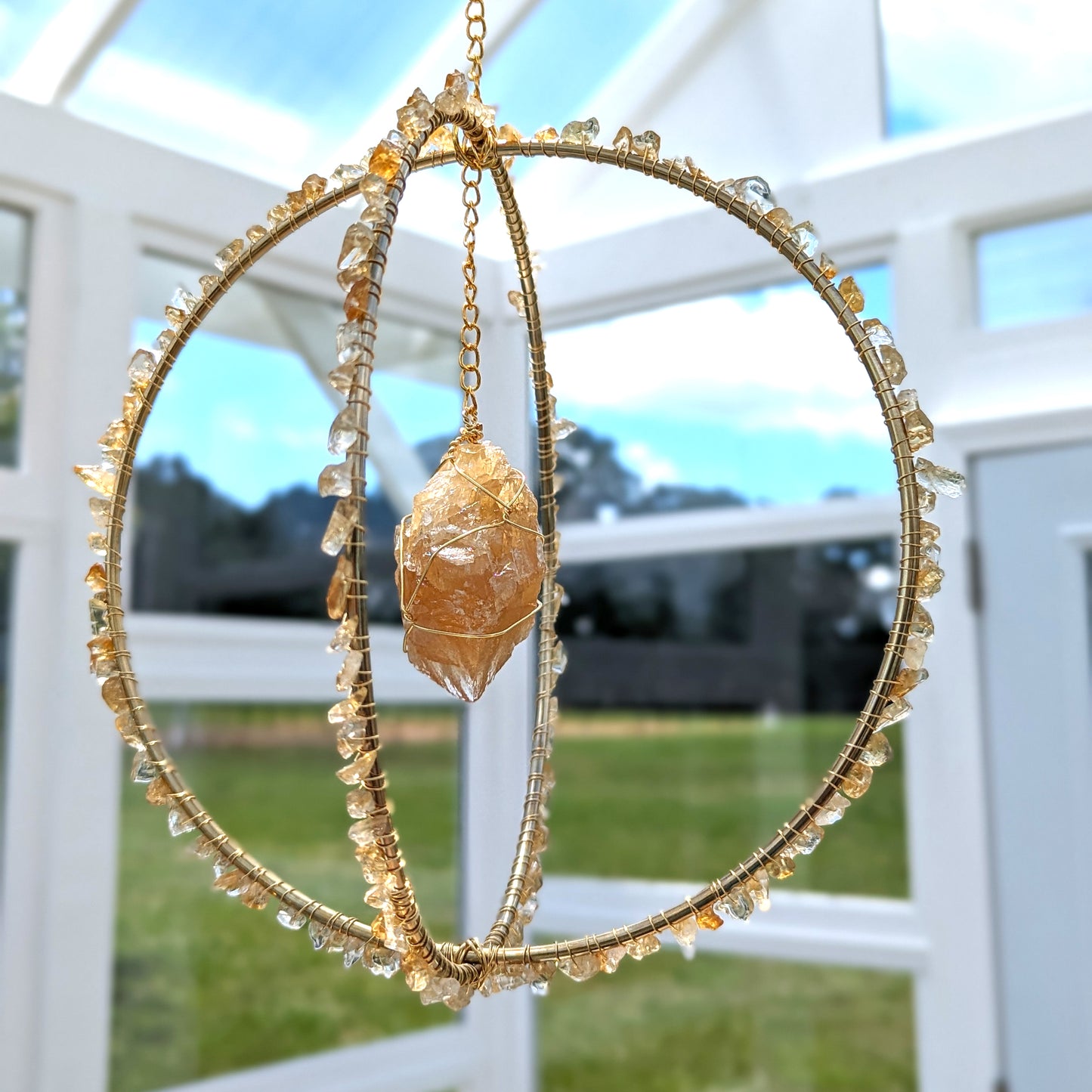 Honey Calcite & Citrine Globe Suncatcher