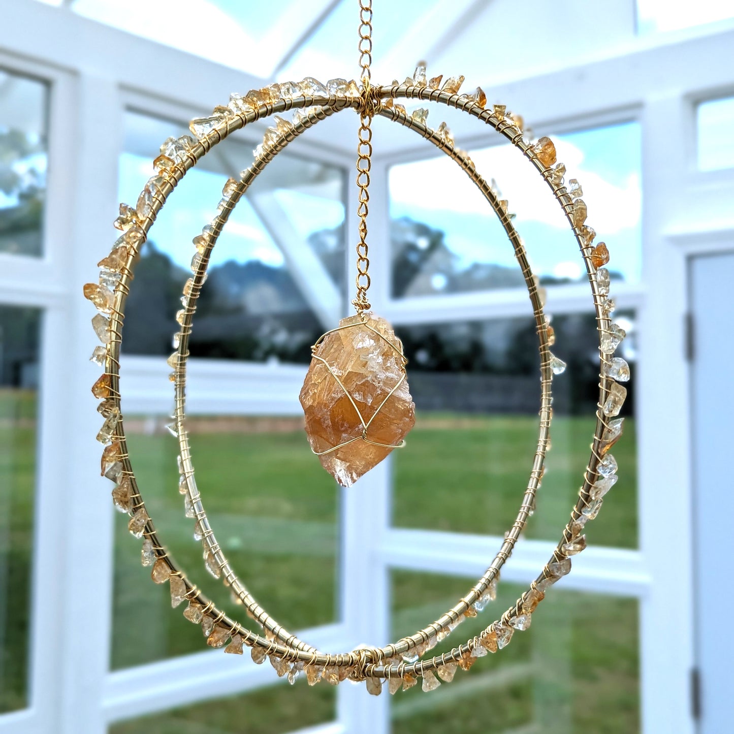 Honey Calcite & Citrine Globe Suncatcher