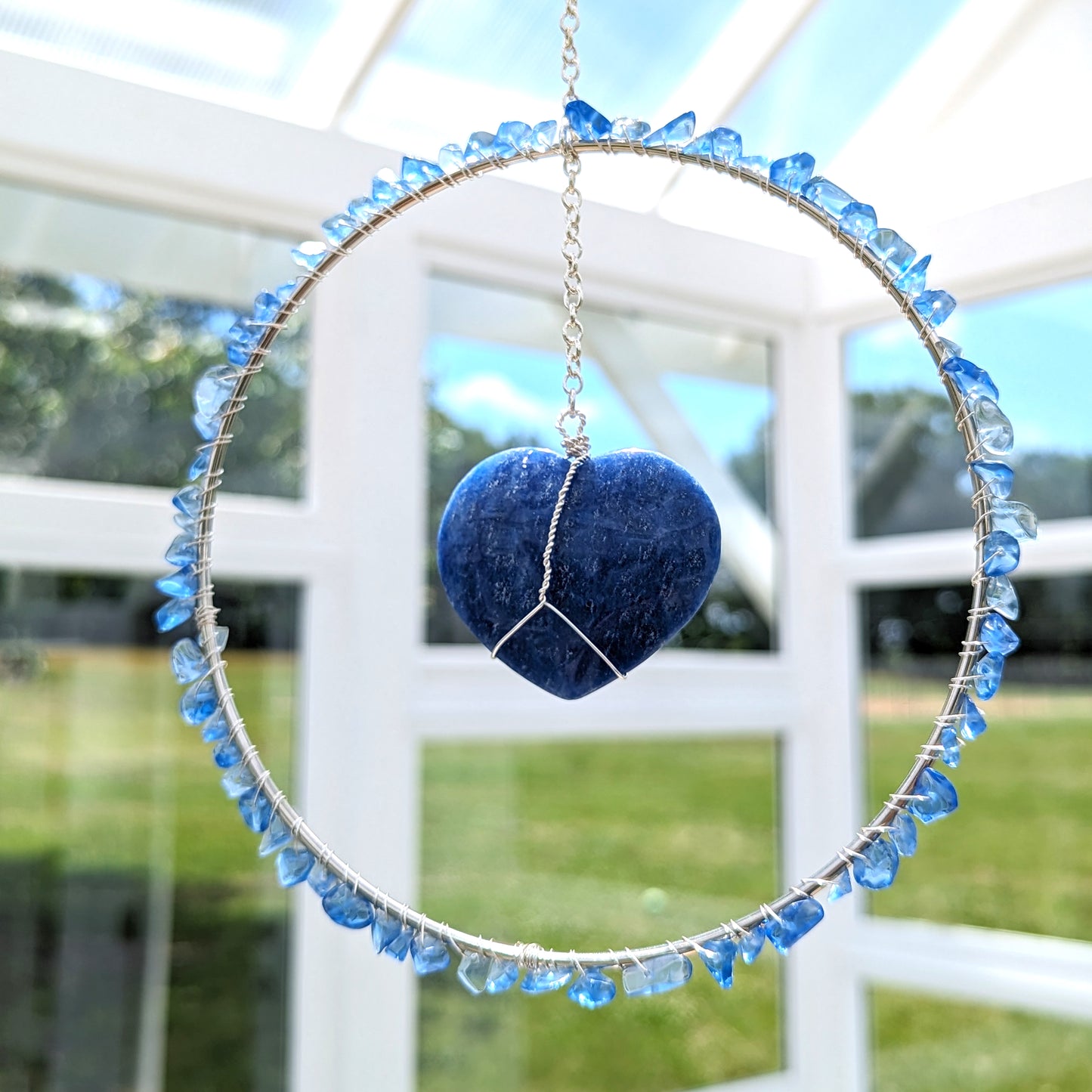 Dumotierite & Blue Quartz Suncatcher