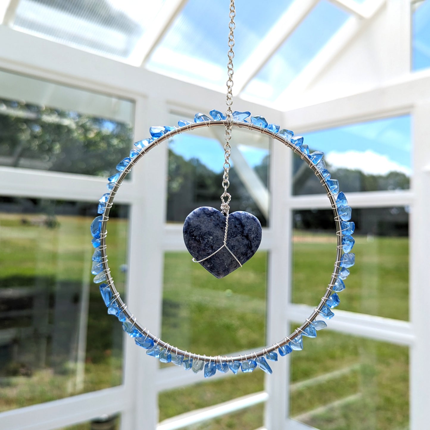 Dumotierite & Blue Quartz Suncatcher