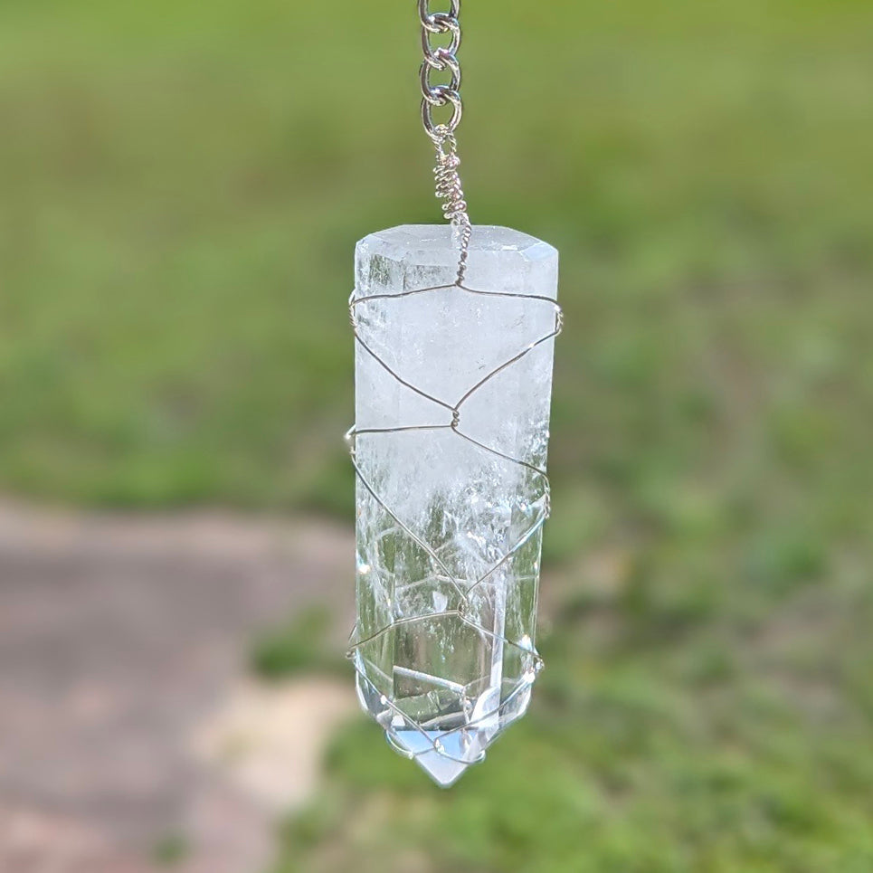 Amethyst and Clear Quartz Suncatcher - Silver