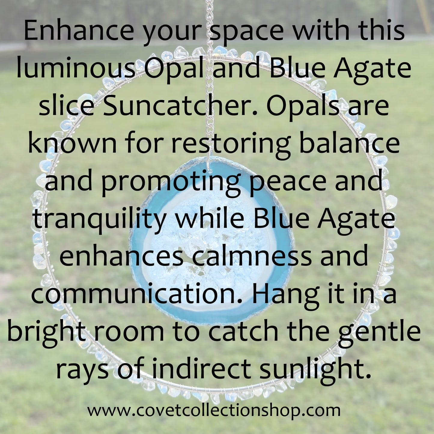 Opal and Blue Agate Slice Suncatcher - Silver