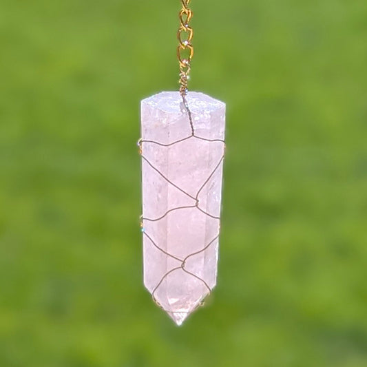 Rose Quartz Suncatcher - Gold