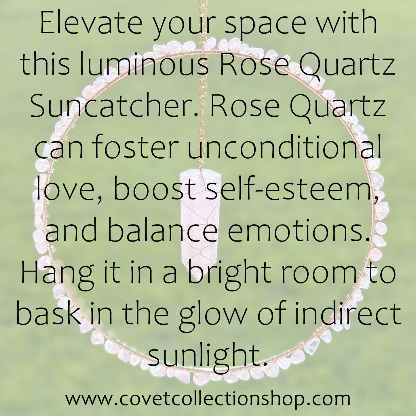 Rose Quartz Suncatcher - Gold