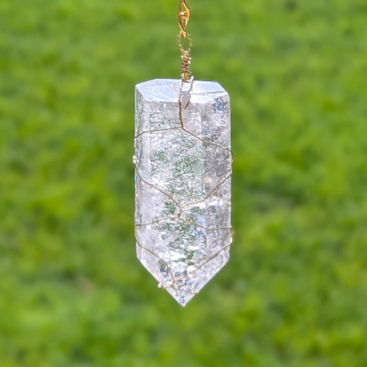 Citrine and Clear Quartz Suncatcher - Gold