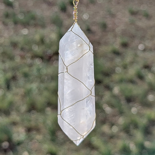 Rose Quartz Suncatcher - Gold