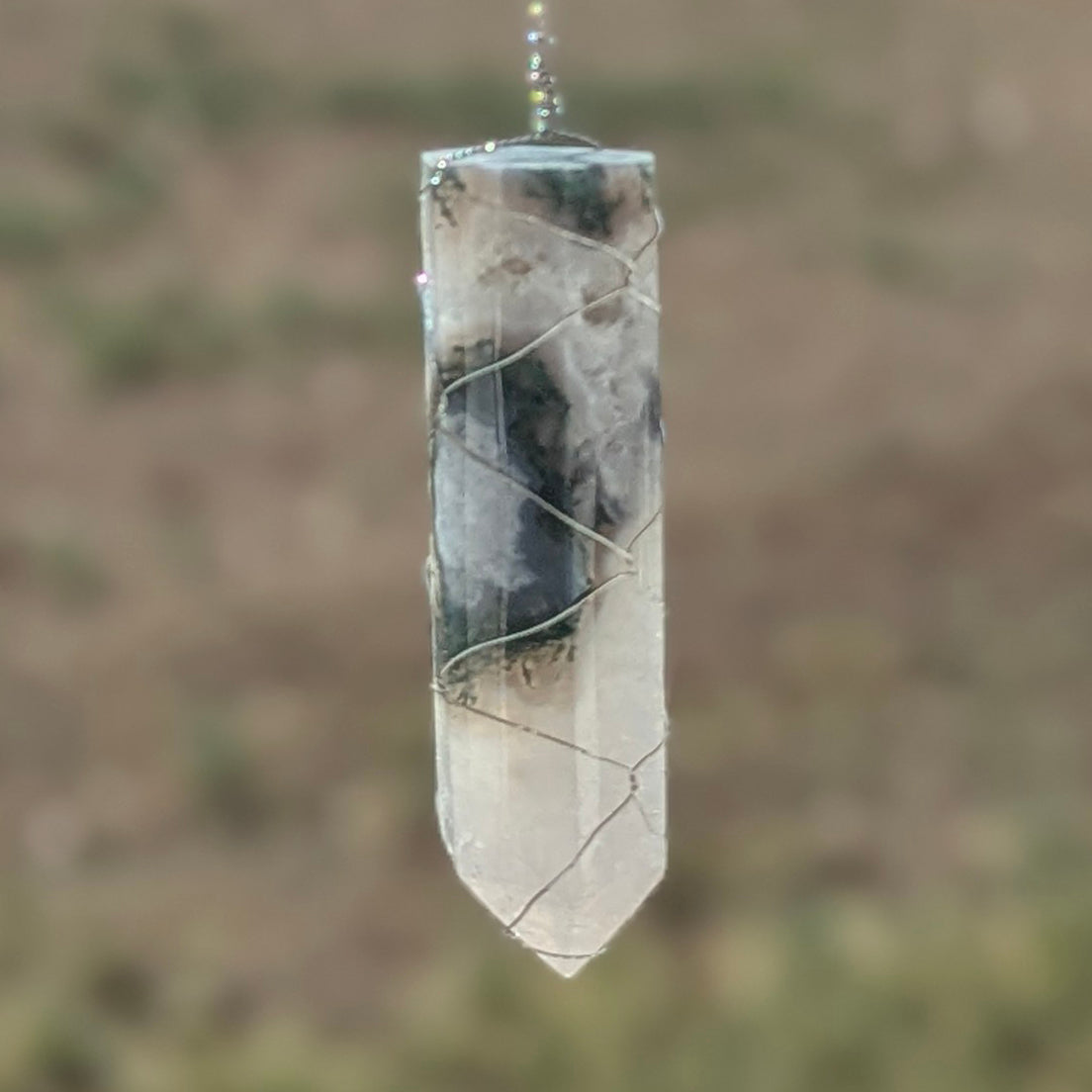 Moss Agate and Opal Suncatcher - Silver