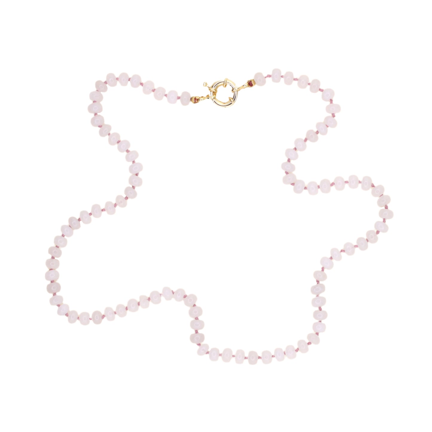 White Jade Necklace - Pink