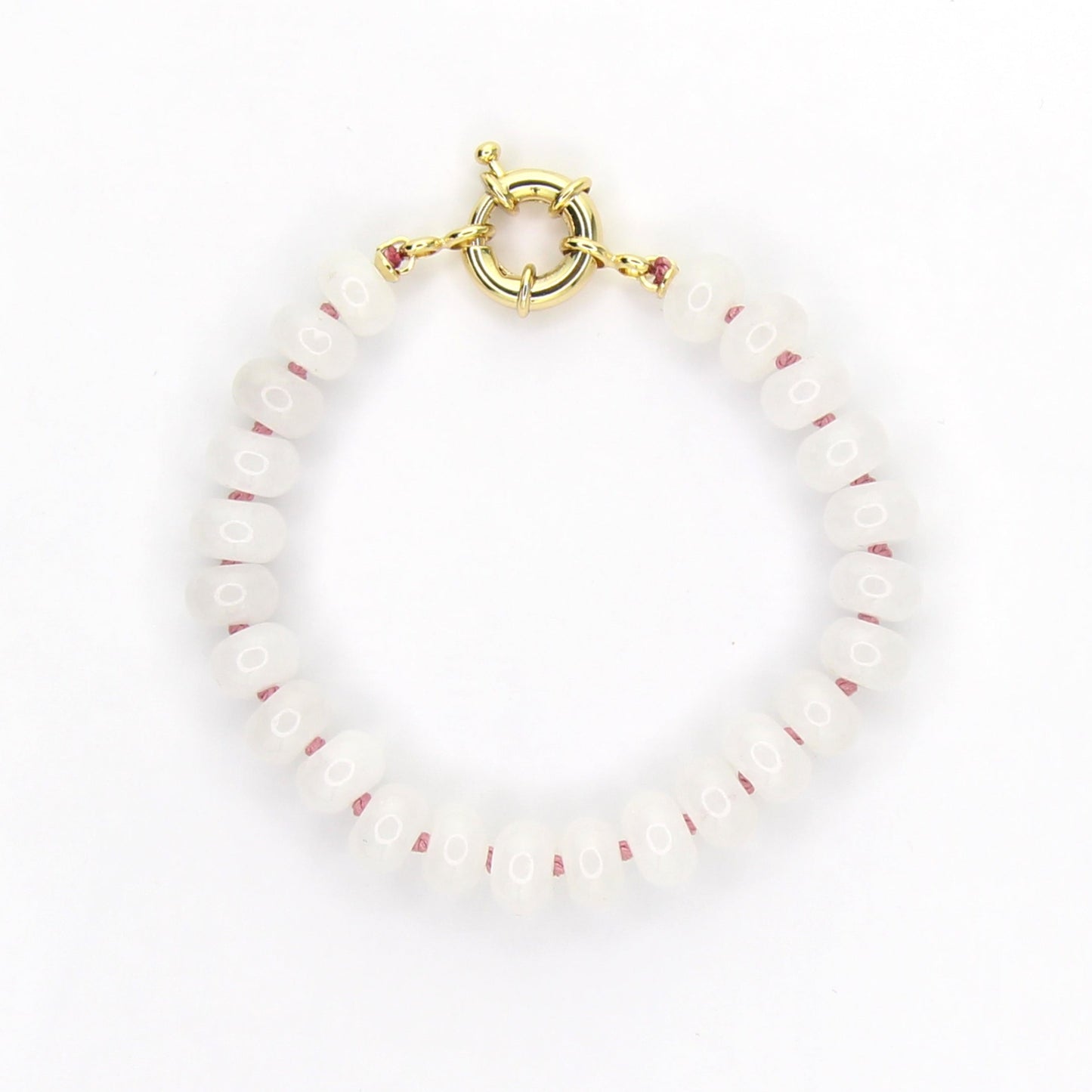 White Jade with Pink Bracelet