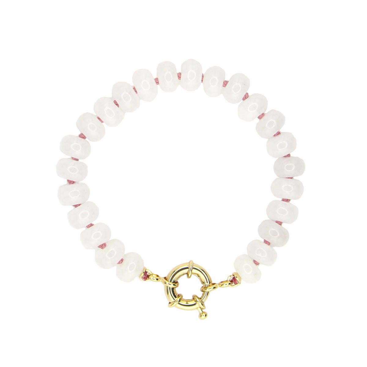 White Jade Bracelet - Pink