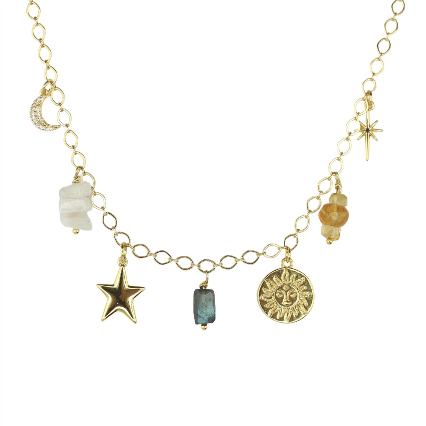 Charm Necklace - Sun, Moon, & Stars